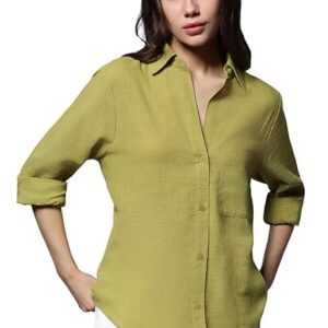 tokyo talkies women's solid regular fit shirt